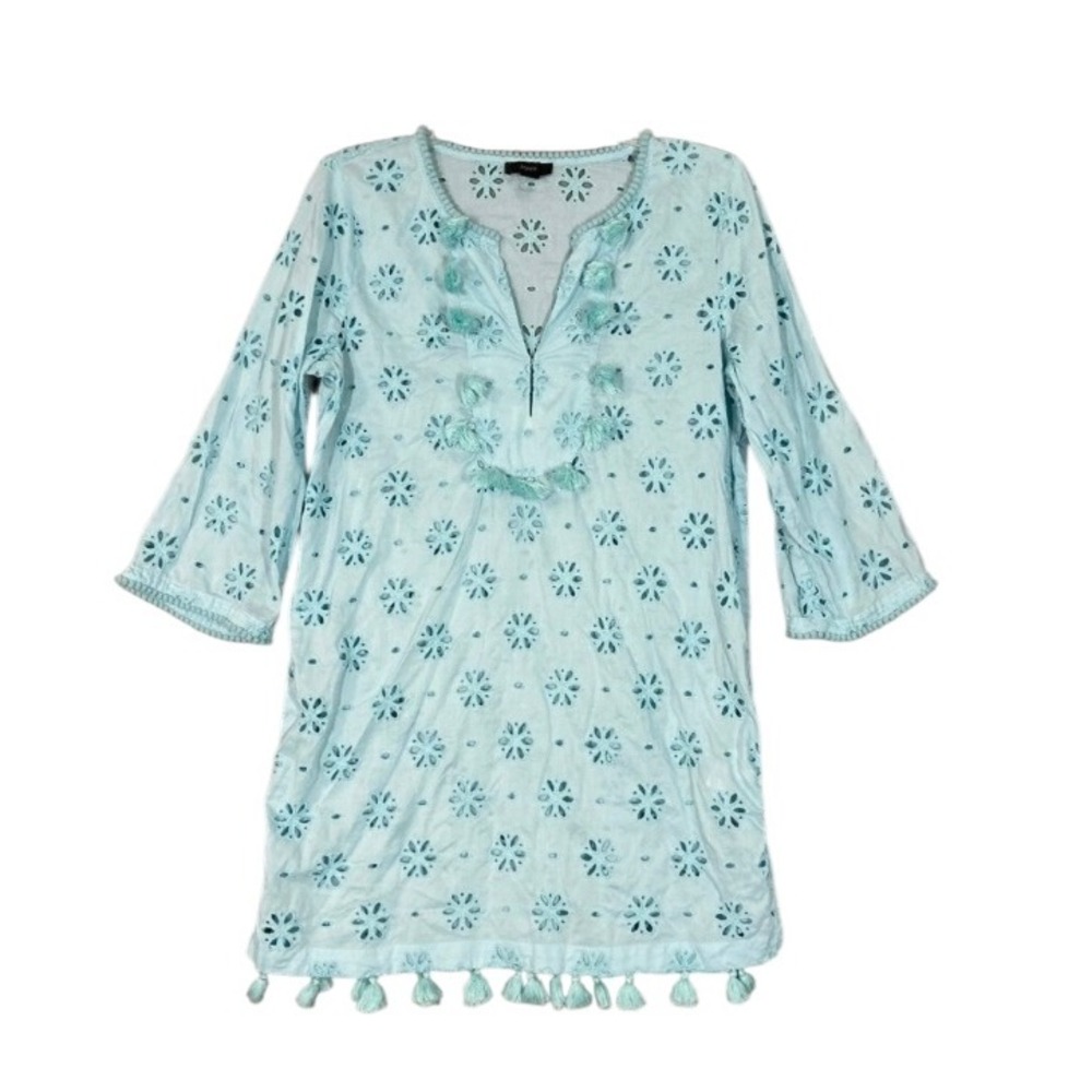 J.Crew Eyelet Tunic‎ Cover-Up Tassel Trim Beach Resort Wear XS
